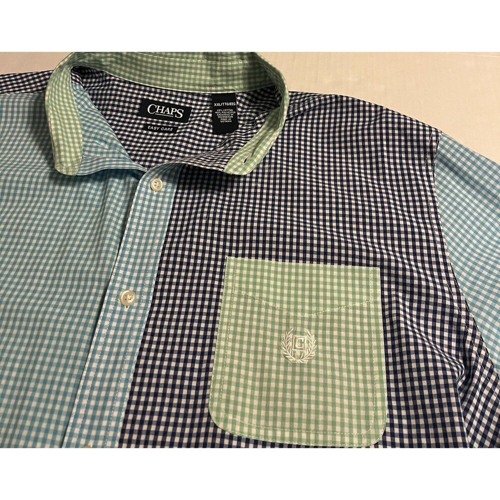 Chaps Ralph Lauren Gingham Colorful Patch Work Easy Care Long Sleeve Shirt 2XL